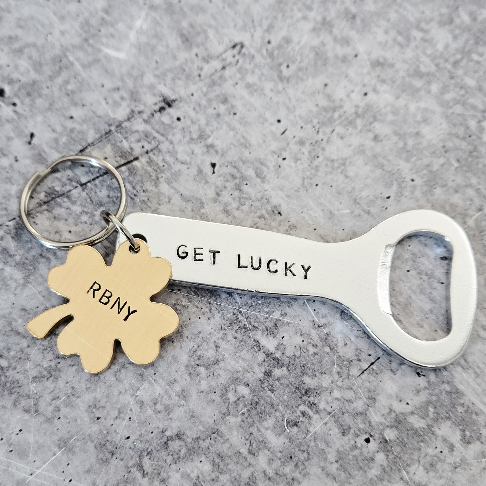 Get Lucky Personalized St. Patrick's Day Beer Bottle Opener Keychain For Him La Vie Bien Get Lucky Personalized St. Patrick's Day Beer Bottle Opener Keychain