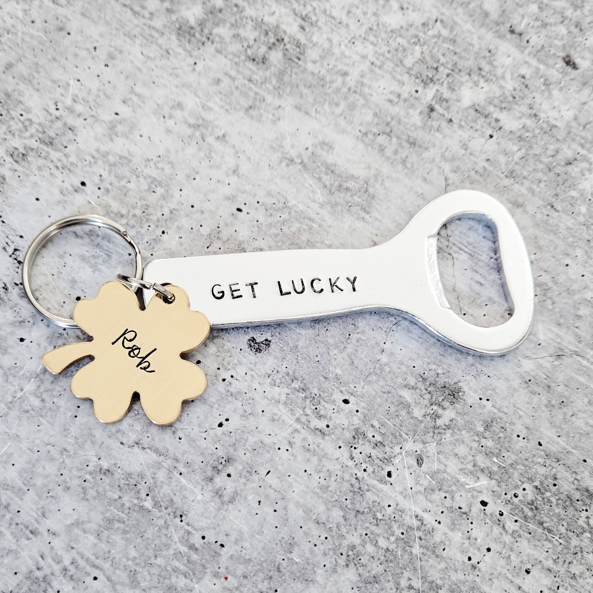 Get Lucky Personalized St. Patrick's Day Beer Bottle Opener Keychain For Him La Vie Bien Get Lucky Personalized St. Patrick's Day Beer Bottle Opener Keychain
