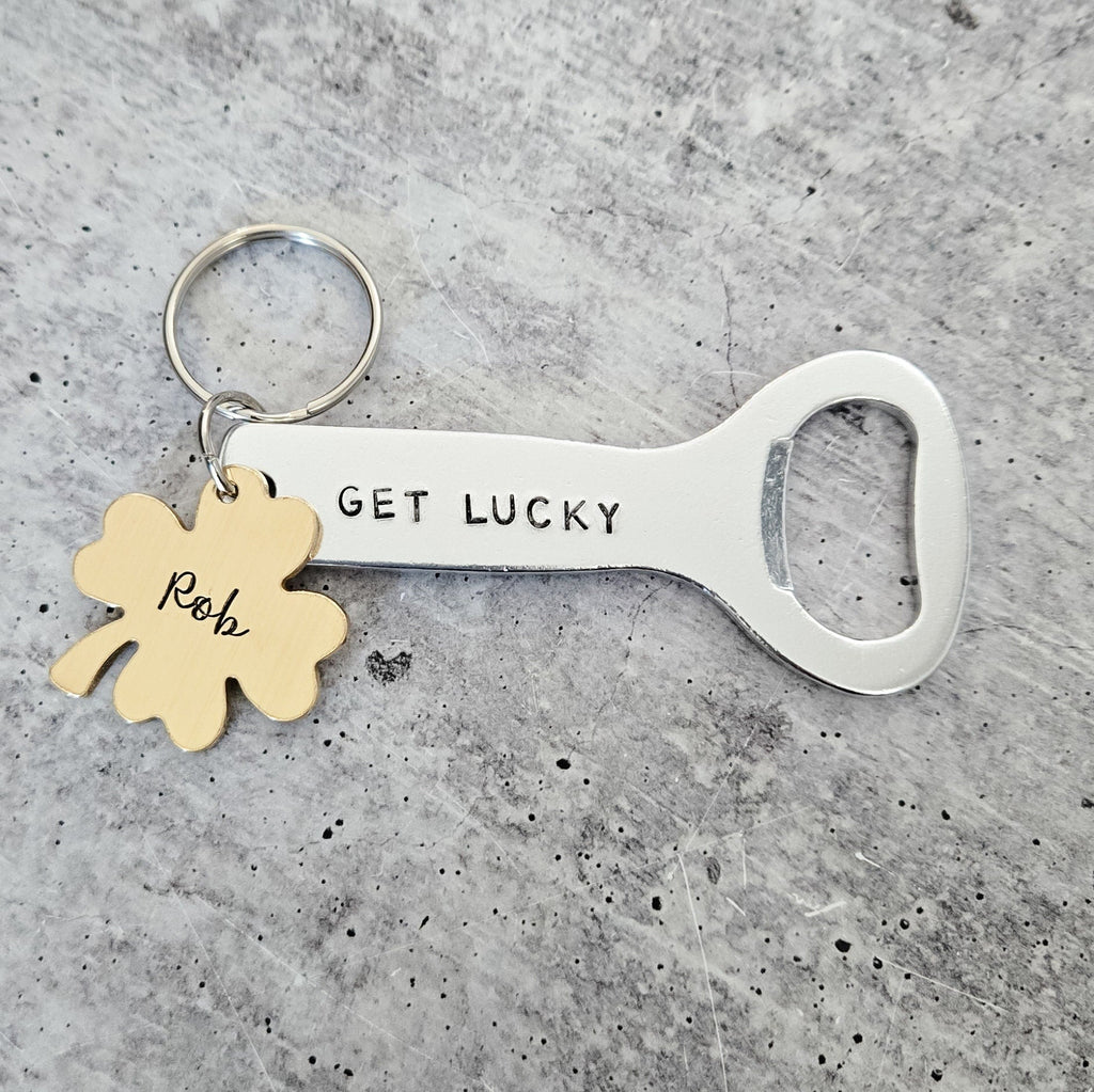 Get Lucky Personalized St. Patrick's Day Beer Bottle Opener Keychain For Him La Vie Bien Get Lucky Personalized St. Patrick's Day Beer Bottle Opener Keychain