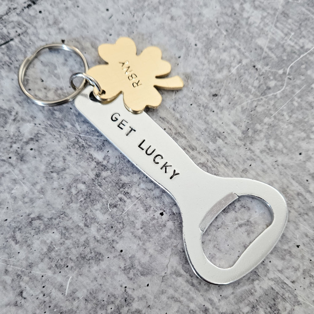 Get Lucky Personalized St. Patrick's Day Beer Bottle Opener Keychain For Him La Vie Bien Get Lucky Personalized St. Patrick's Day Beer Bottle Opener Keychain