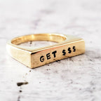 GET Money Gold or Silver Flat Top Ring Finger Rings La Vie Bien GET Money Gold or Silver Flat Top Ring