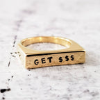 GET Money Gold or Silver Flat Top Ring Finger Rings La Vie Bien GET Money Gold or Silver Flat Top Ring