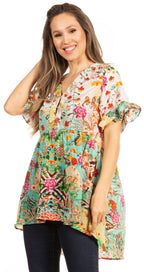 Get Summer Ready with Sakkas Eli Women's Floral Ruffle Top Blouse Tunic tops La Vie Bien Get Summer Ready with Sakkas Eli Women's Floral Ruffle Top Blouse Tunic