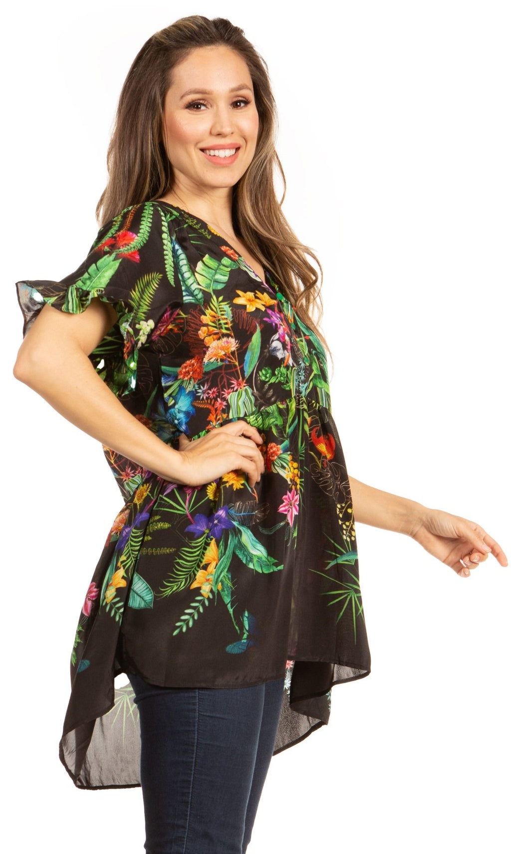 Get Summer Ready with Sakkas Eli Women's Floral Ruffle Top Blouse Tunic tops La Vie Bien Get Summer Ready with Sakkas Eli Women's Floral Ruffle Top Blouse Tunic