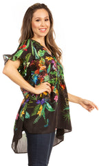 Get Summer Ready with Sakkas Eli Women's Floral Ruffle Top Blouse Tunic tops La Vie Bien Get Summer Ready with Sakkas Eli Women's Floral Ruffle Top Blouse Tunic