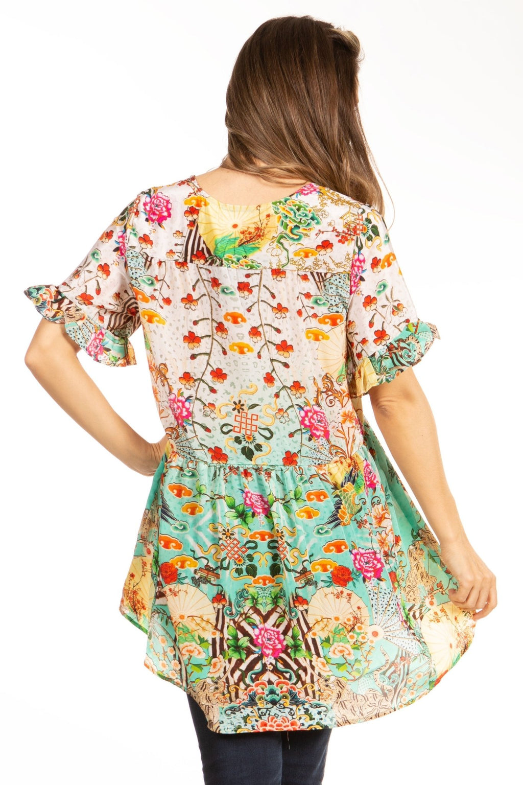 Get Summer Ready with Sakkas Eli Women's Floral Ruffle Top Blouse Tunic tops La Vie Bien Get Summer Ready with Sakkas Eli Women's Floral Ruffle Top Blouse Tunic