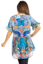 Get Summer Ready with Sakkas Eli Women's Floral Ruffle Top Blouse Tunic tops La Vie Bien Get Summer Ready with Sakkas Eli Women's Floral Ruffle Top Blouse Tunic
