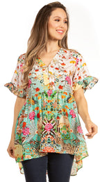 Get Summer Ready with Sakkas Eli Women's Floral Ruffle Top Blouse Tunic tops La Vie Bien Get Summer Ready with Sakkas Eli Women's Floral Ruffle Top Blouse Tunic