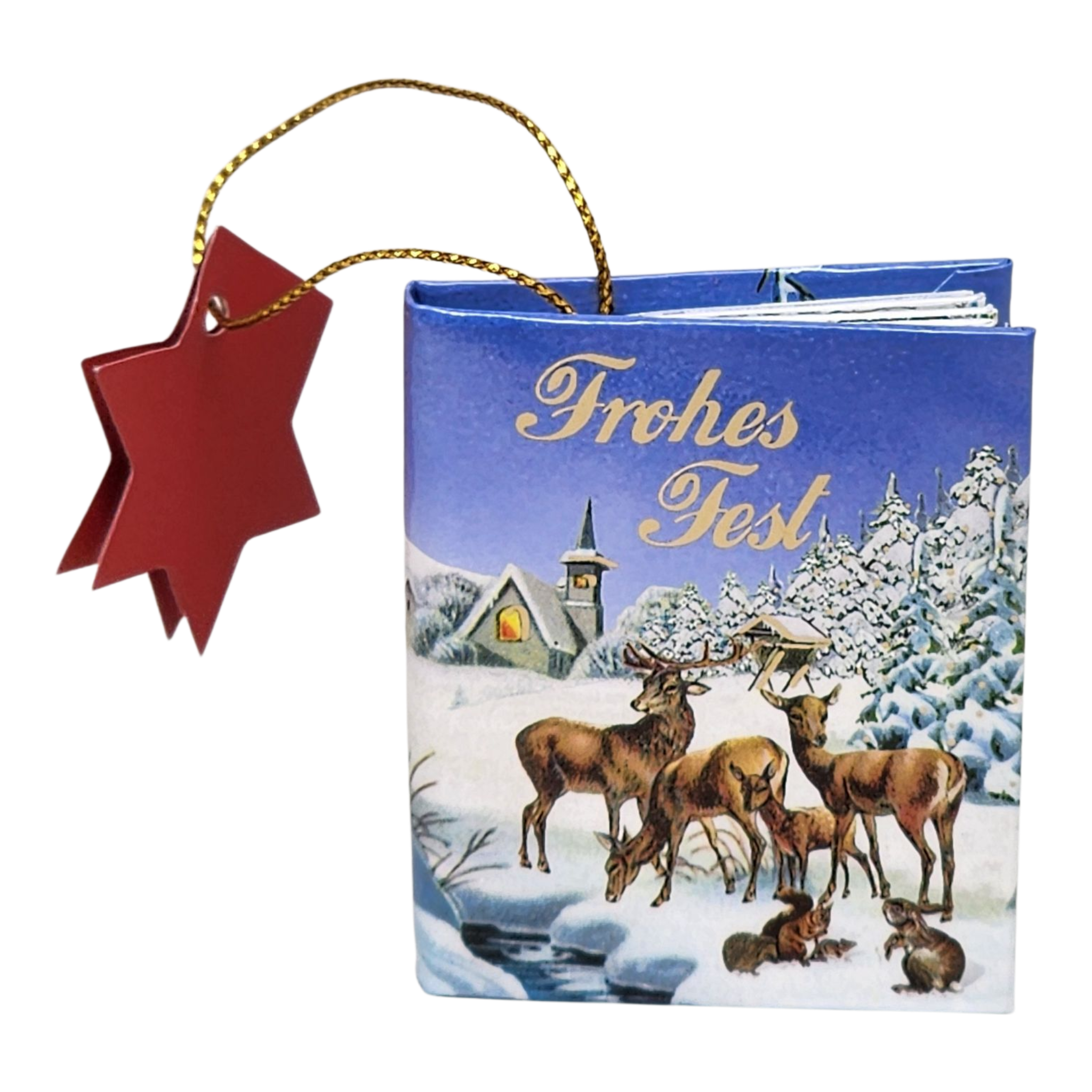 Popup Mini Book German Ornament - Frohes Fest Nature
