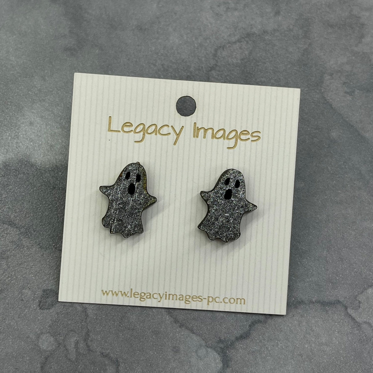 Ghost Earrings in White, Pink or Silver - Wood Stud Earrings