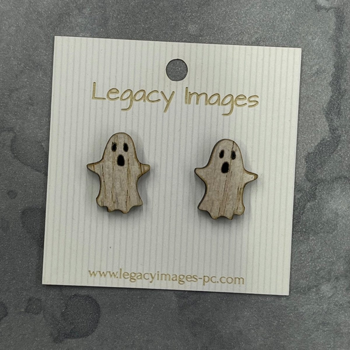 Ghost Earrings in White, Pink or Silver - Wood Stud Earrings