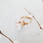 Giant Herkimer Diamond Wire Wrapped Ring Finger Rings La Vie Bien Giant Herkimer Diamond Wire Wrapped Ring