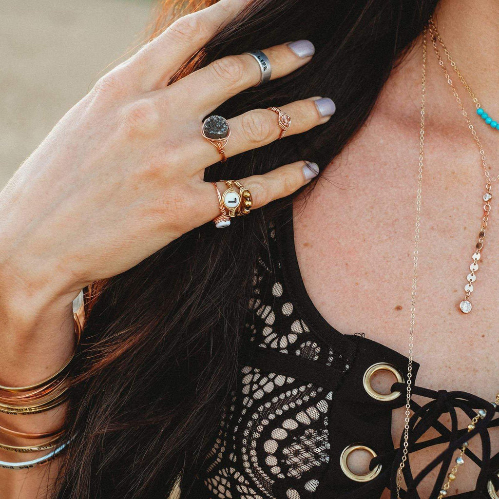 Giant Herkimer Diamond Wire Wrapped Ring Finger Rings La Vie Bien Giant Herkimer Diamond Wire Wrapped Ring