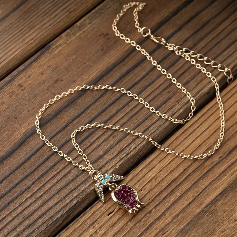 Gilded Pomegranate Necklace with Gemstones Necklaces La Vie Bien Gilded Pomegranate Necklace with Gemstones