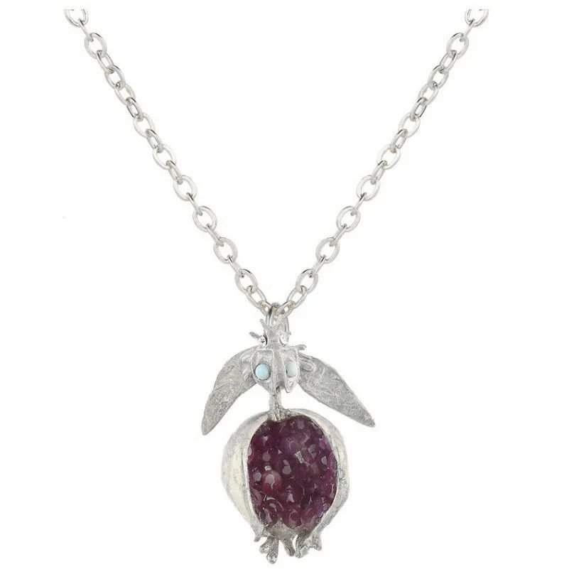 Gilded Pomegranate Necklace with Gemstones Necklaces La Vie Bien Gilded Pomegranate Necklace with Gemstones