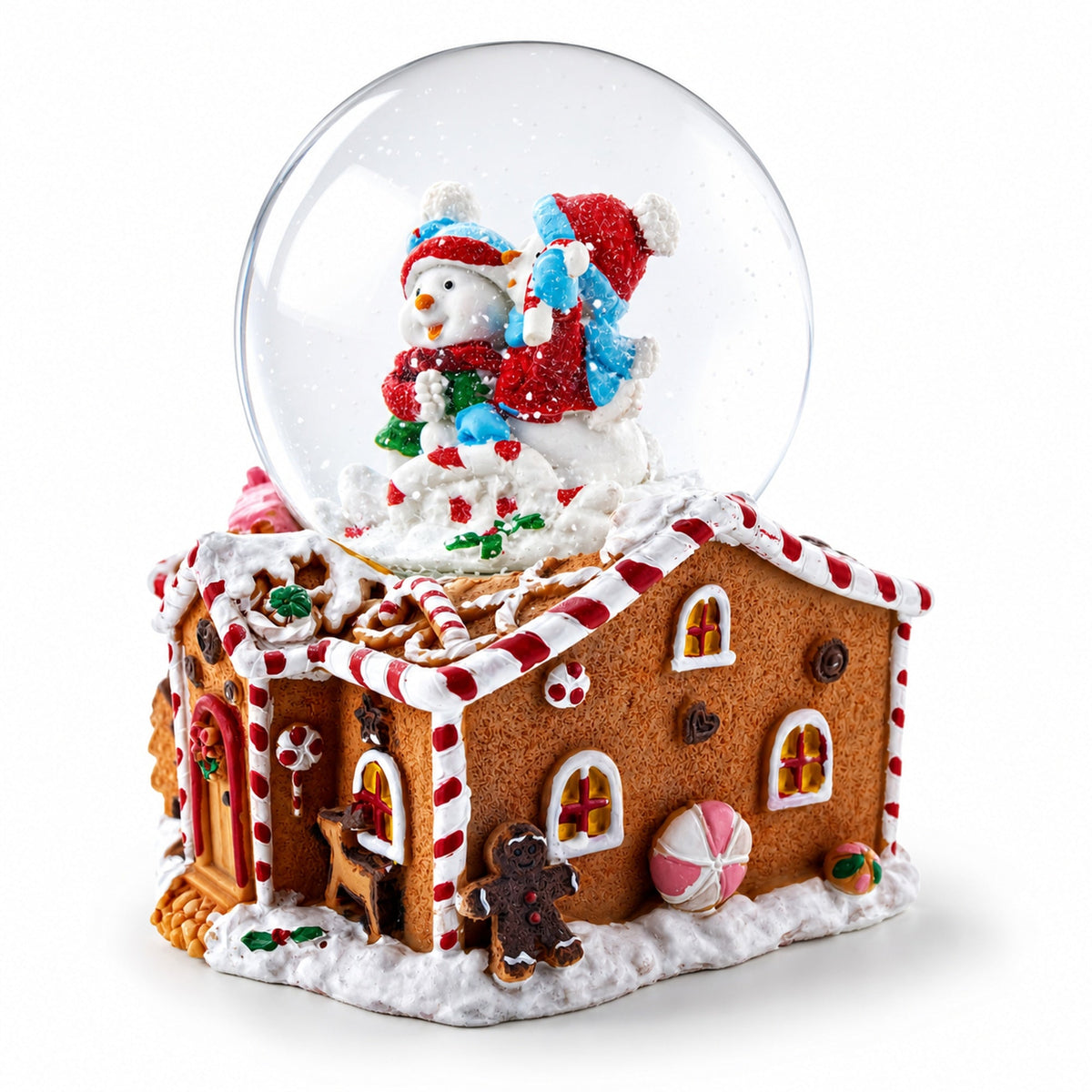 Gingerbread Cottage Snowmen Romance Musical Water Snow Globe Snow Globes > Gingerbread La Vie Bien Gingerbread Cottage Snowmen Romance Musical Water Snow Globe