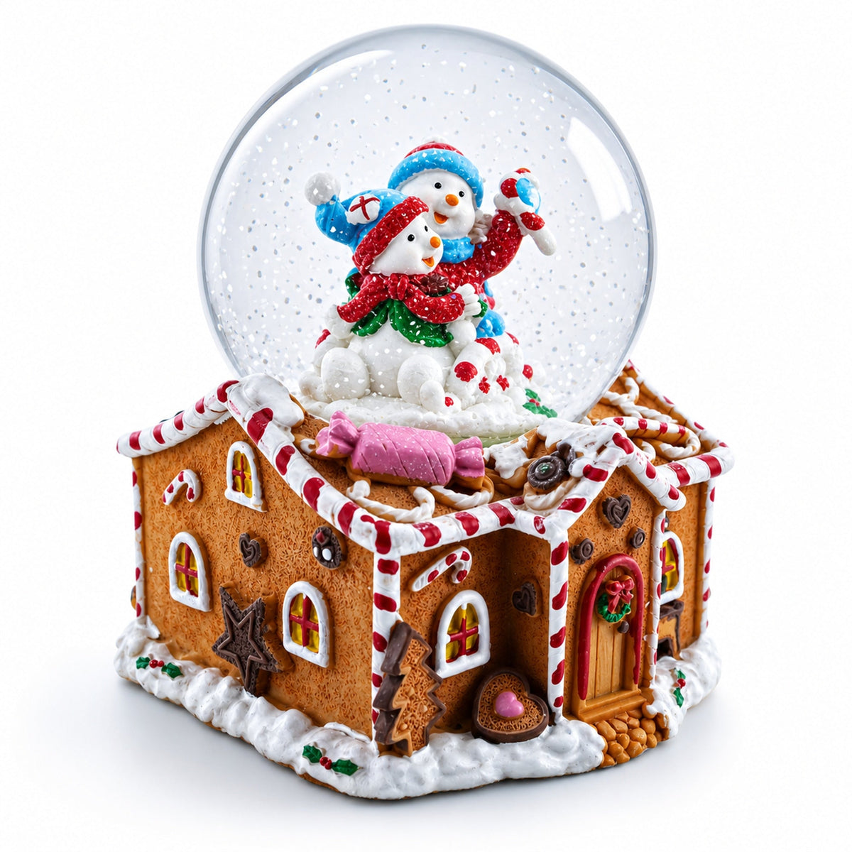 Gingerbread Cottage Snowmen Romance Musical Water Snow Globe Snow Globes > Gingerbread La Vie Bien Gingerbread Cottage Snowmen Romance Musical Water Snow Globe