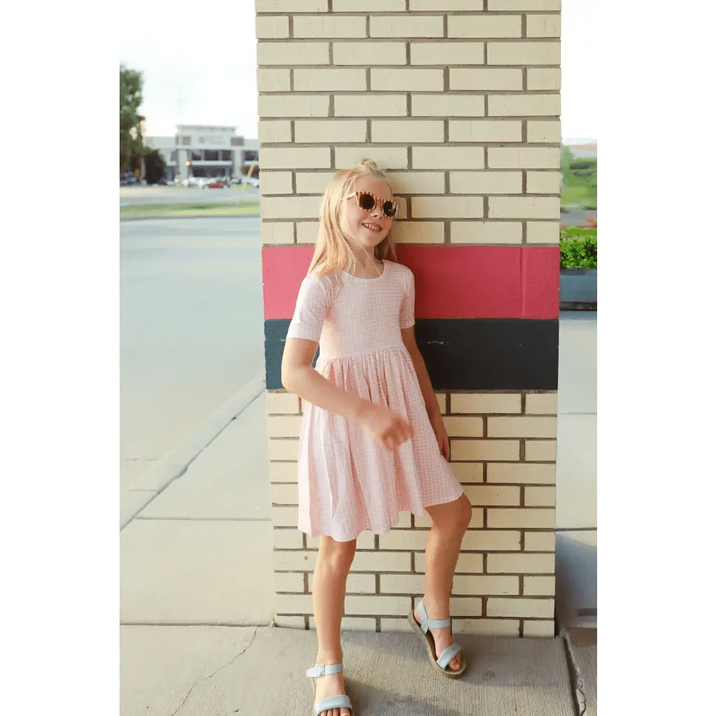 Gingham All Day Bamboo Twirl Dress by Polished Prints