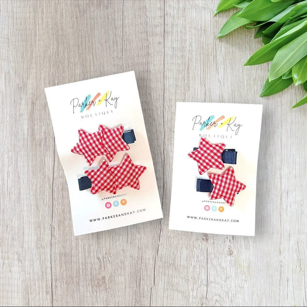 Gingham Stars Hair Clips by Parker + Kay Creative