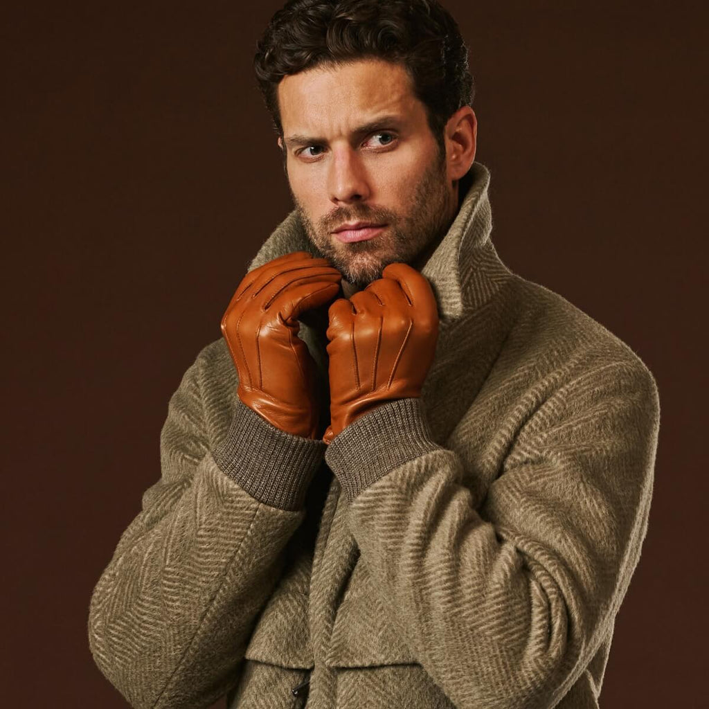 Giovanni (cognac) - Classic Italian lambskin leather gloves with cashmere lining winter gloves La Vie Bien Giovanni (cognac) - Classic Italian lambskin leather gloves with cashmere lining