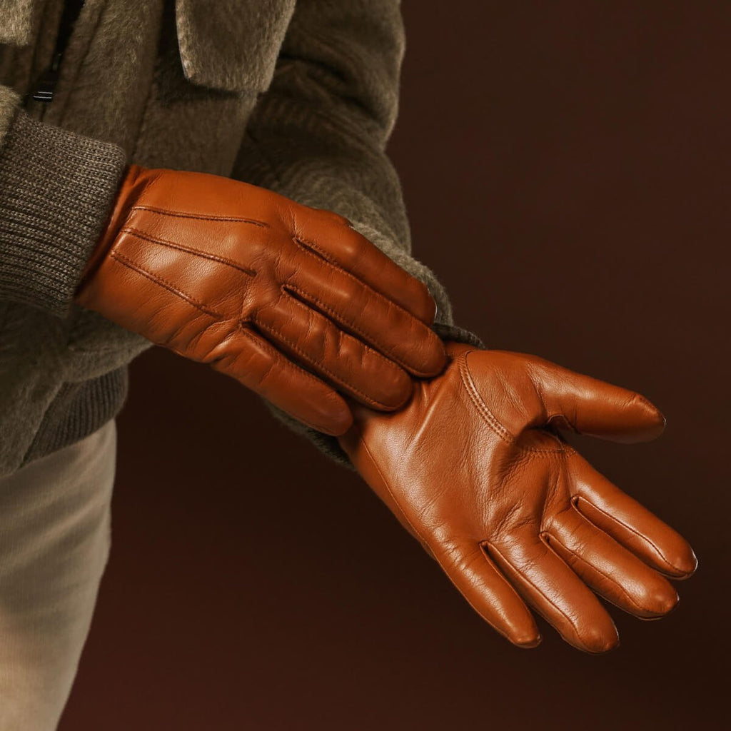 Giovanni (cognac) - Classic Italian lambskin leather gloves with cashmere lining winter gloves La Vie Bien Giovanni (cognac) - Classic Italian lambskin leather gloves with cashmere lining