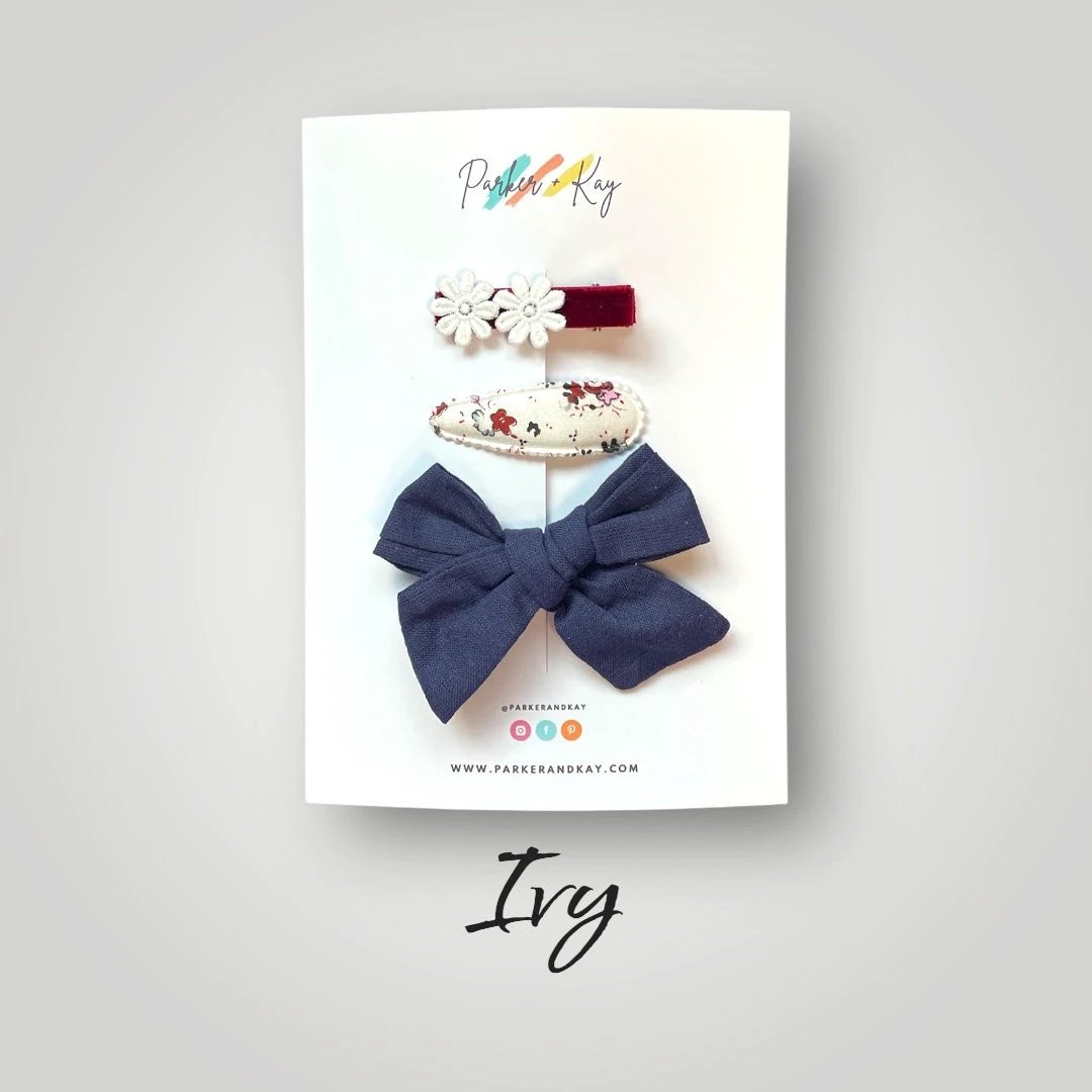Girl’s 3-Piece Linen Bow Variety Set by Parker + Kay Creative