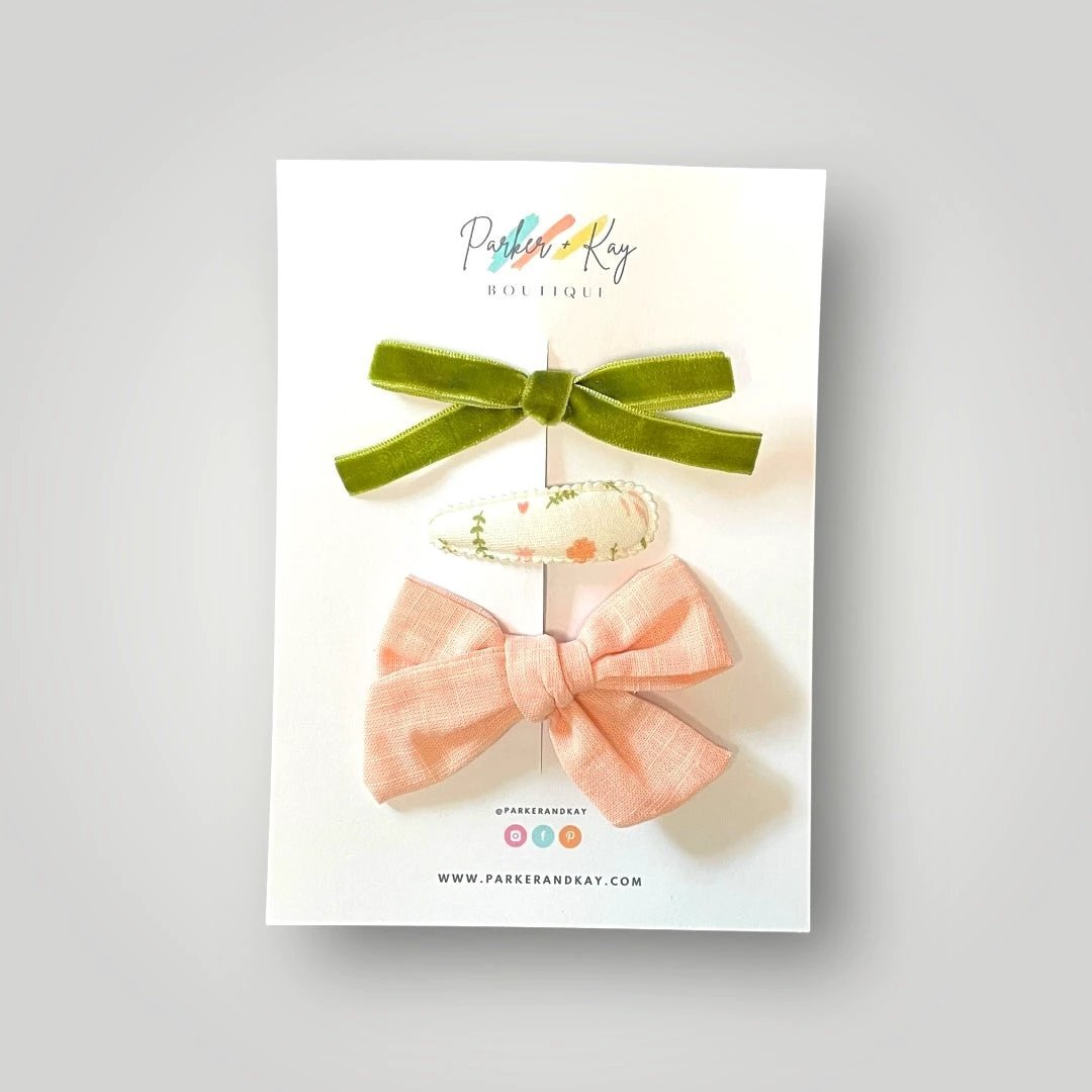 Girl’s 3-Piece Linen Bow Variety Set by Parker + Kay Creative