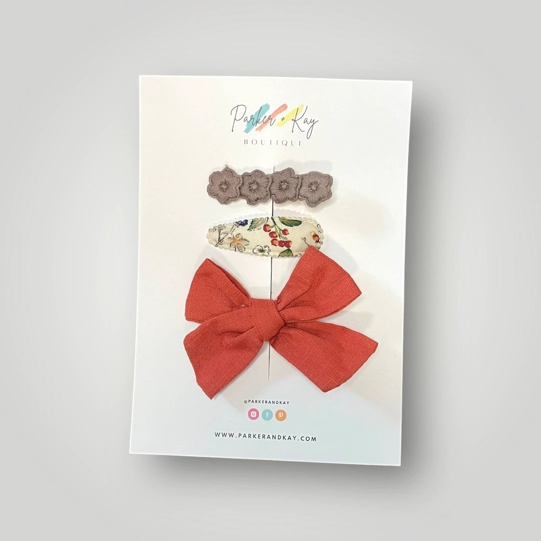 Girl’s 3-Piece Linen Bow Variety Set by Parker + Kay Creative