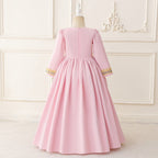 Girls Embroidered Kaftan Dress with Jeweled Belt(MKG021)