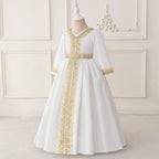 Girls Embroidered Kaftan Dress with Jeweled Belt(MKG021)