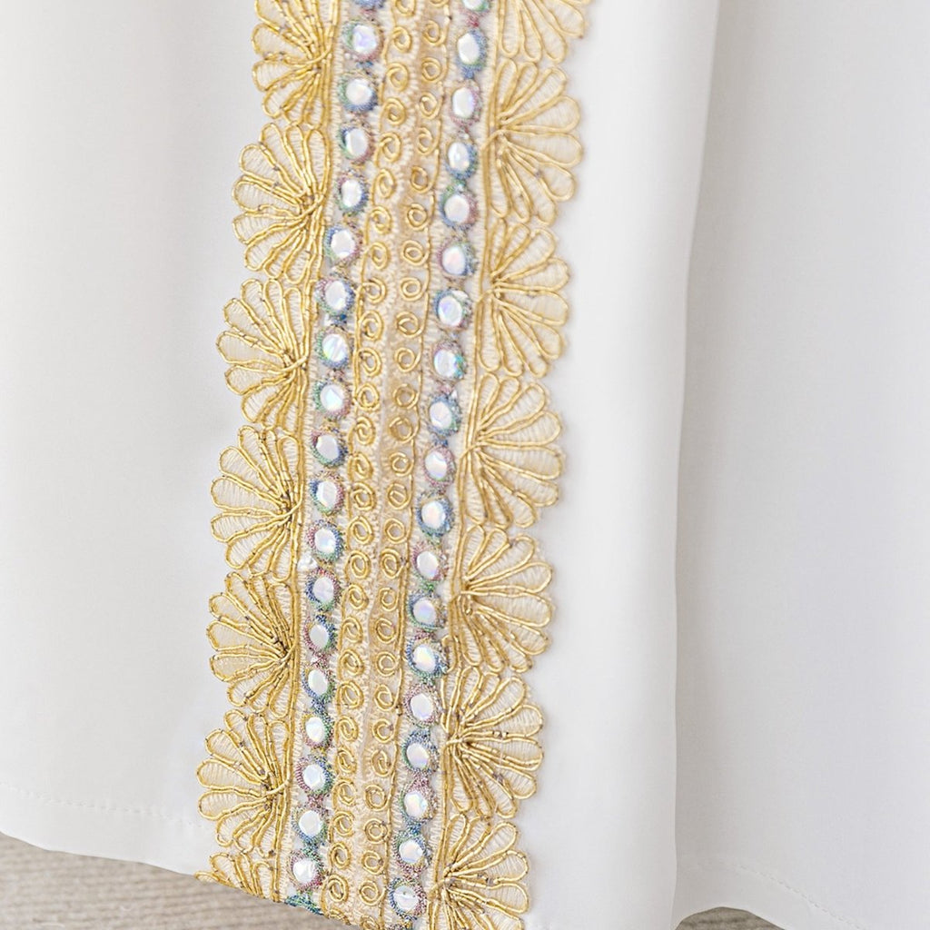 Girls Embroidered Kaftan Dress with Jeweled Belt(MKG021) La Vie Bien Girls Embroidered Kaftan Dress with Jeweled Belt(MKG021)