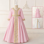 Girls Embroidered Kaftan Dress with Jeweled Belt(MKG021) La Vie Bien Girls Embroidered Kaftan Dress with Jeweled Belt(MKG021)