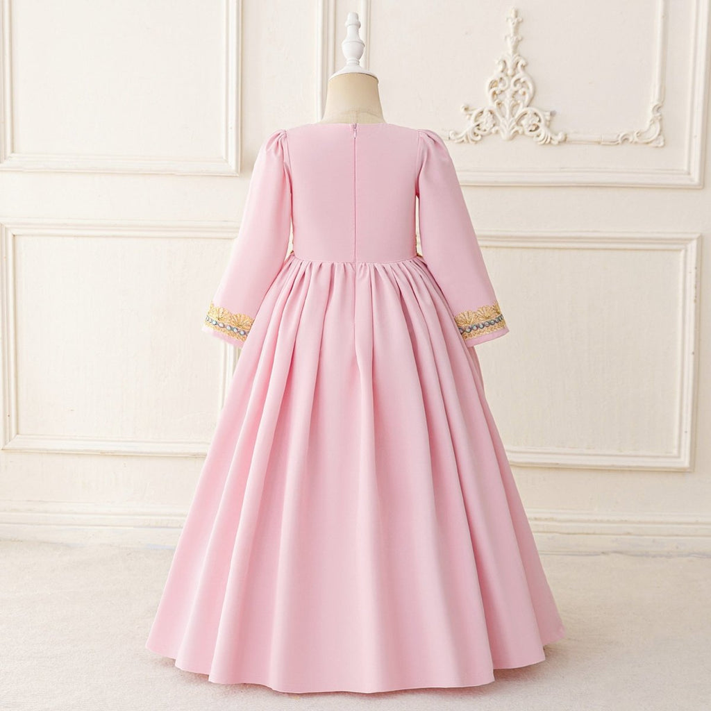 Girls Embroidered Kaftan Dress with Jeweled Belt(MKG021) La Vie Bien Girls Embroidered Kaftan Dress with Jeweled Belt(MKG021)