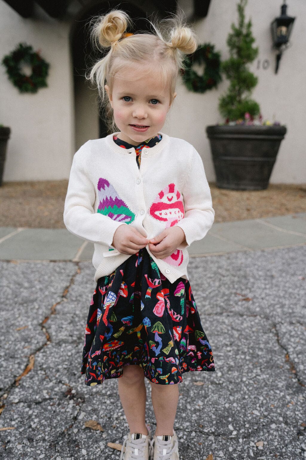 Girls Evelyn Cardigan - Groovy Mushrooms