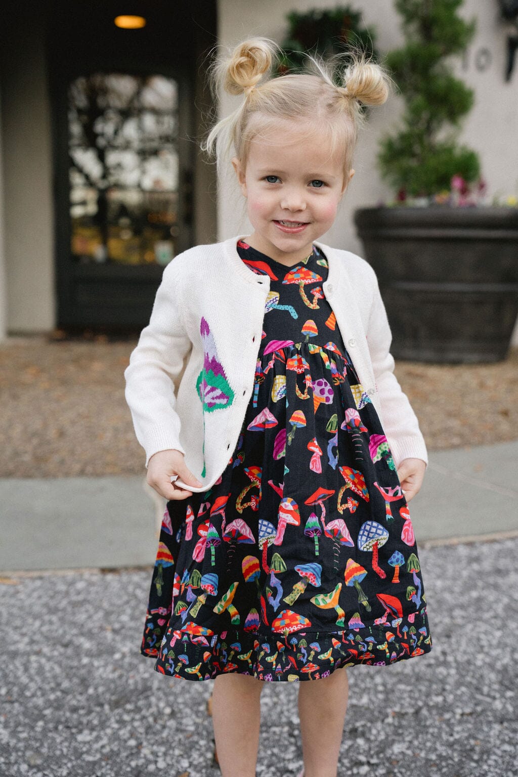 Girls Evelyn Cardigan - Groovy Mushrooms
