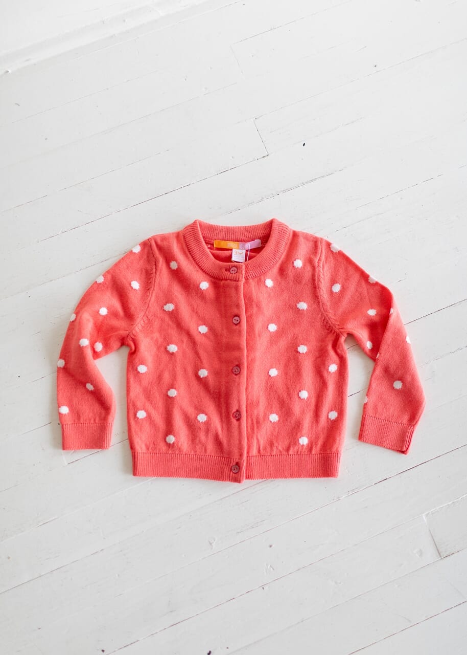 Girls Evelyn Cardigan - Pink Polka Dot