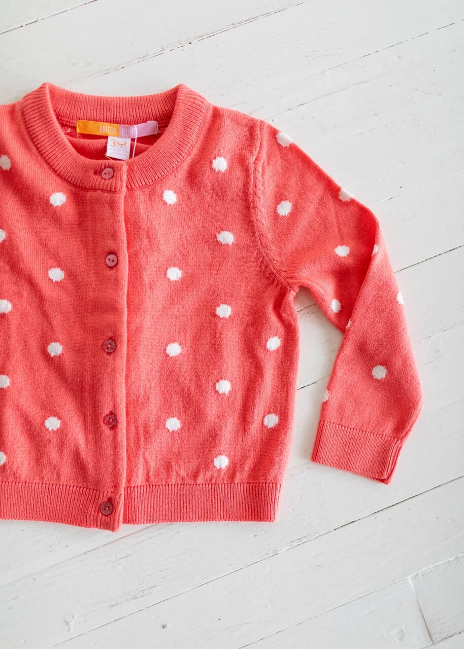 Girls Evelyn Cardigan - Pink Polka Dot