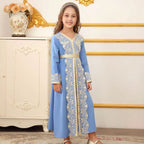 Girls Lace Trim Kaftan Dress | Elegant Kids Formal Abaya(MKG018) La Vie Bien Girls Lace Trim Kaftan Dress | Elegant Kids Formal Abaya(MKG018)