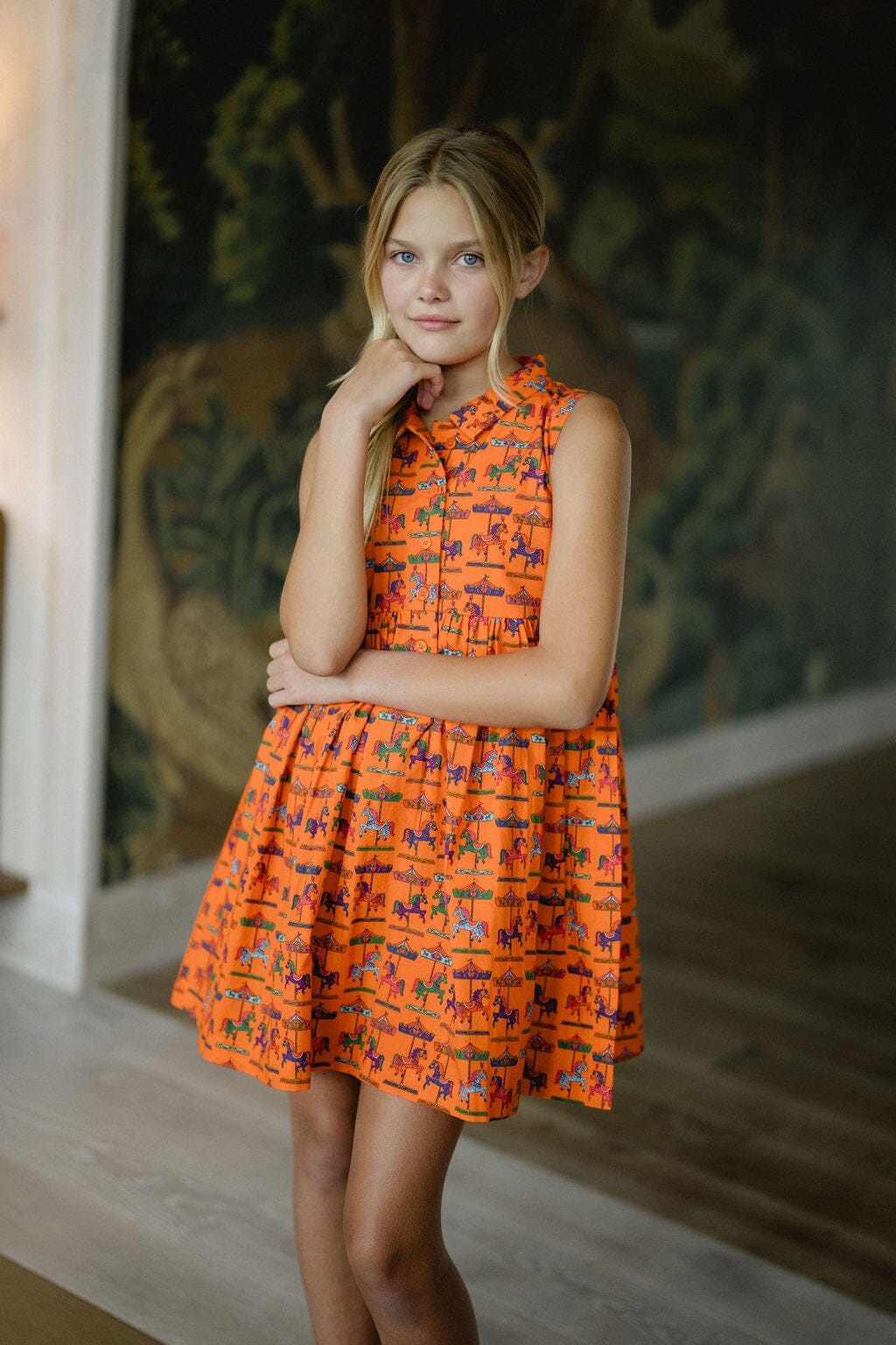 Girls Rachel Dress - Vibrant Orange