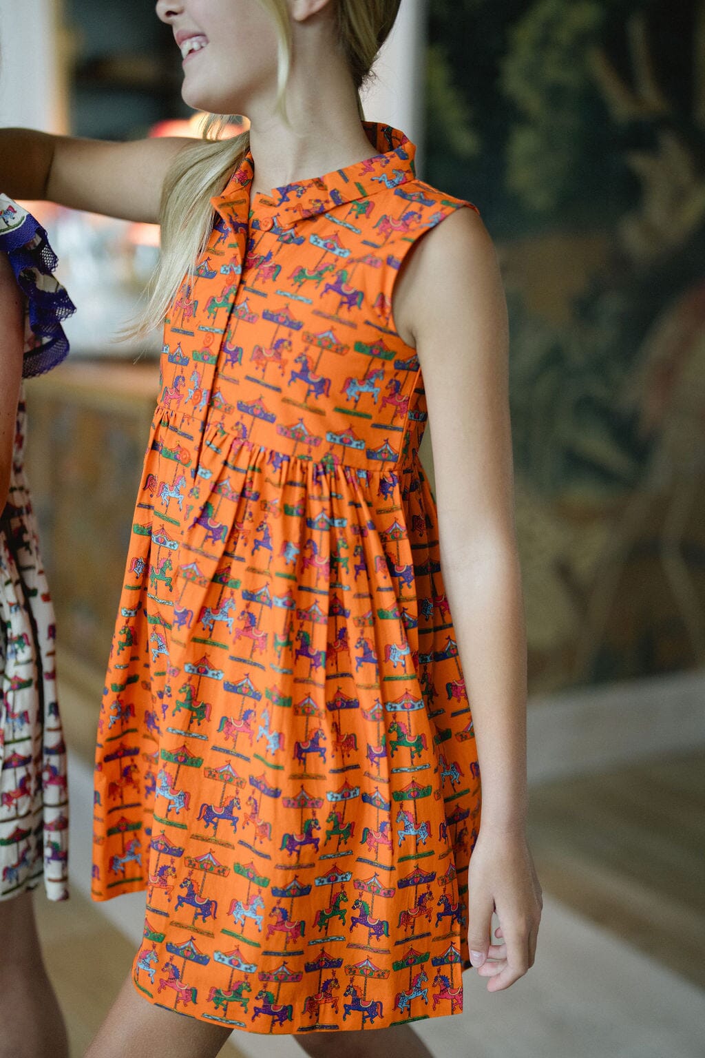 Girls Rachel Dress - Vibrant Orange