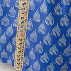 Girls Royal Blue Printed Kaftan Dress(MKG023)