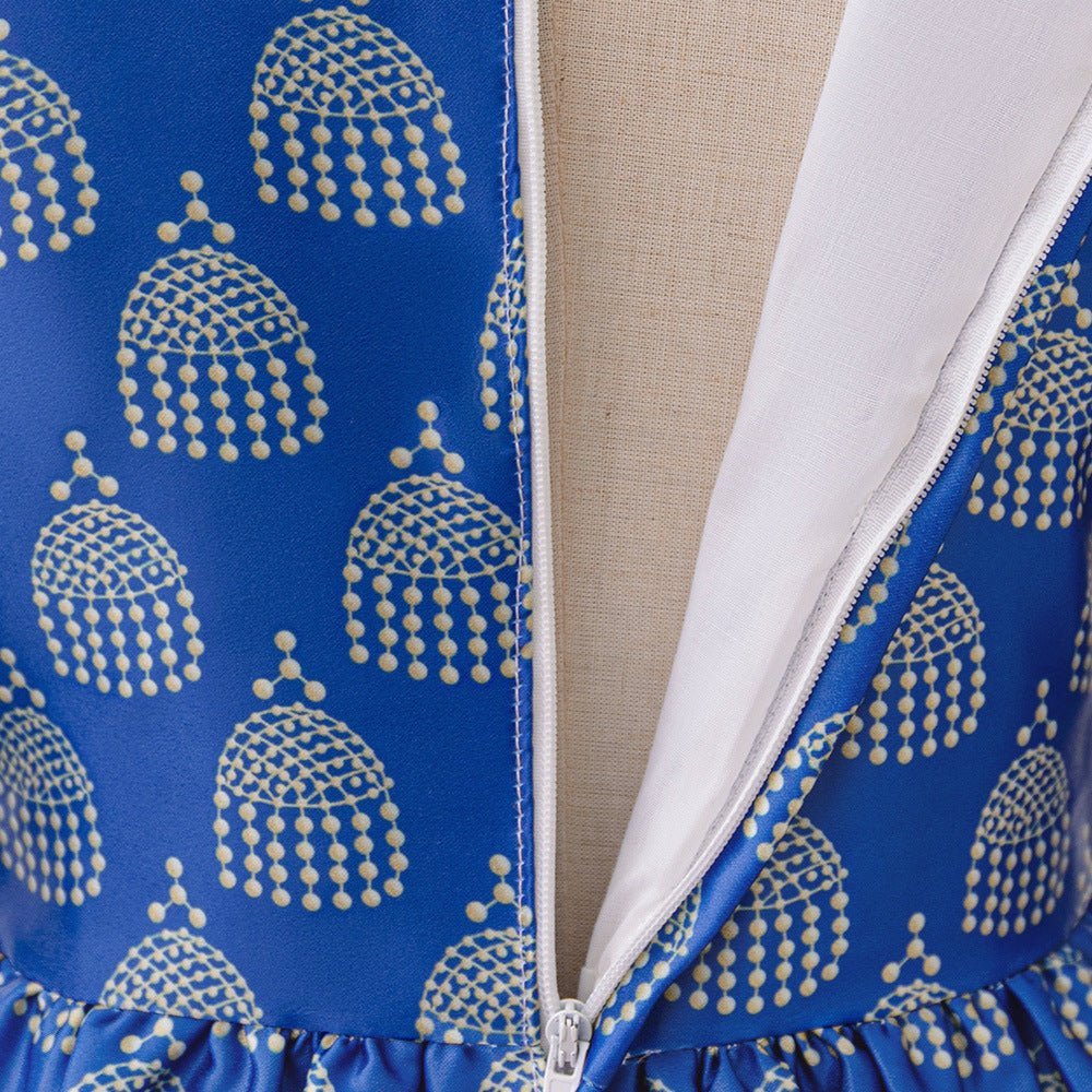 Girls Royal Blue Printed Kaftan Dress(MKG023) La Vie Bien Girls Royal Blue Printed Kaftan Dress(MKG023)