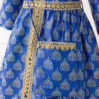 Girls Royal Blue Printed Kaftan Dress(MKG023) La Vie Bien Girls Royal Blue Printed Kaftan Dress(MKG023)