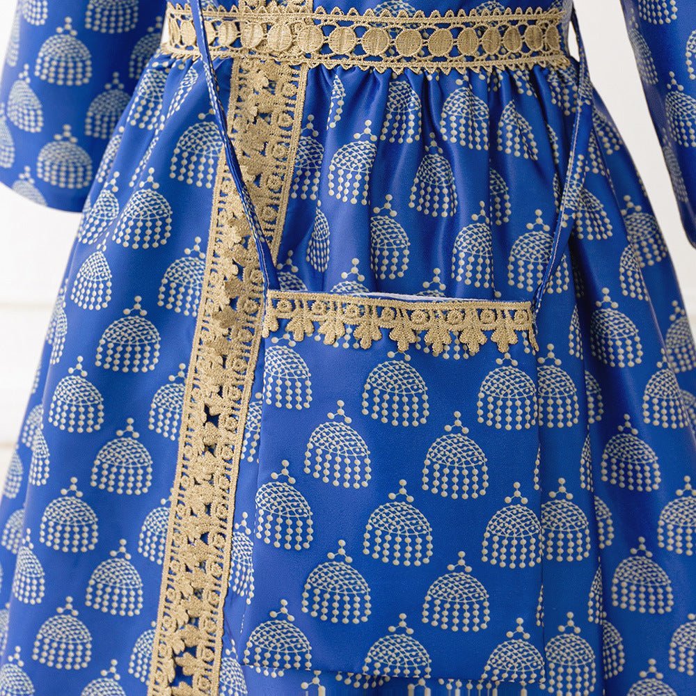 Girls Royal Blue Printed Kaftan Dress(MKG023) La Vie Bien Girls Royal Blue Printed Kaftan Dress(MKG023)