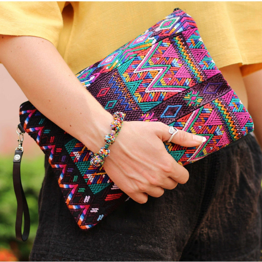 Gitana Huipil Upcycled Wristlet - Guatemala Bags La Vie Bien Gitana Huipil Upcycled Wristlet - Guatemala