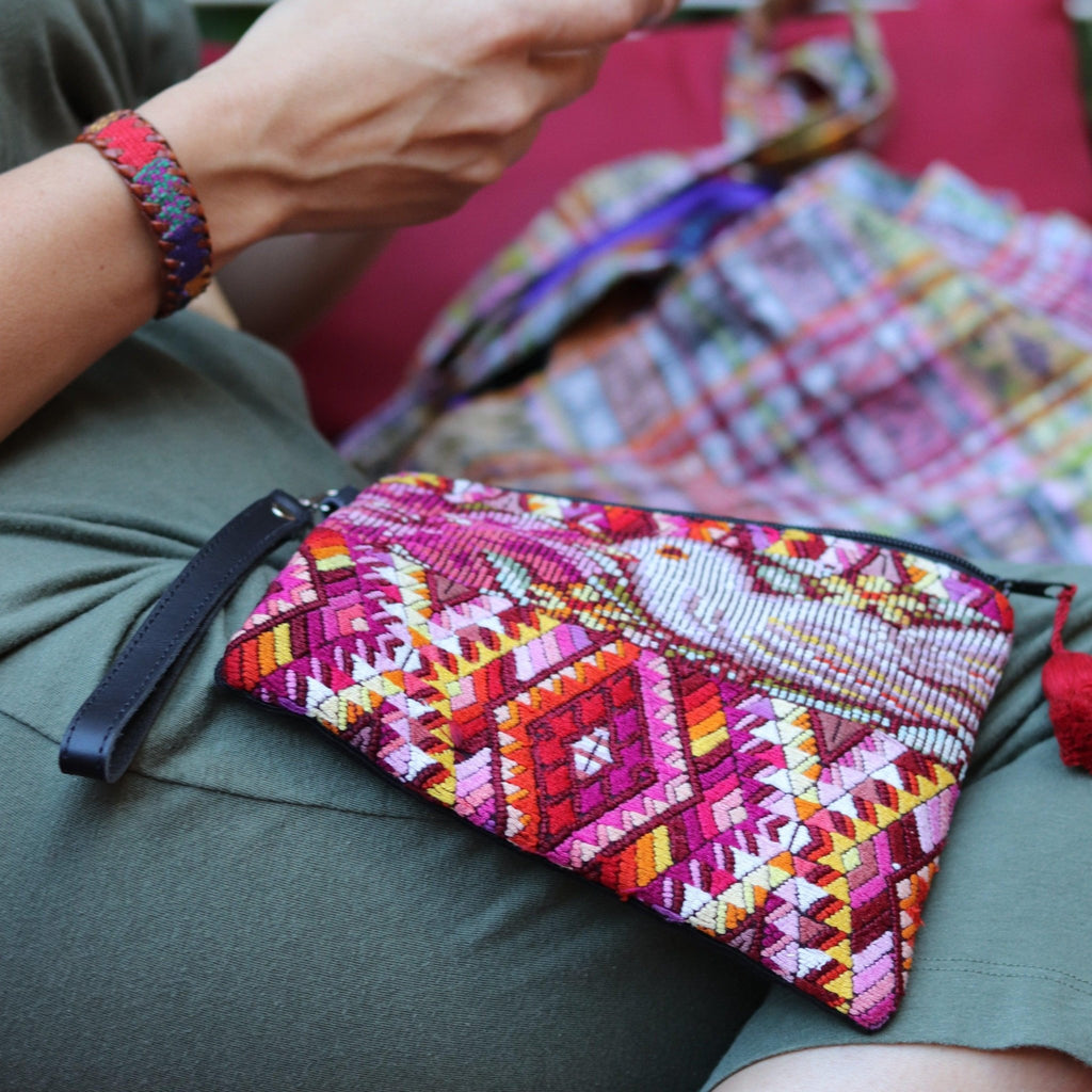 Gitana Huipil Upcycled Wristlet - Guatemala Bags La Vie Bien Gitana Huipil Upcycled Wristlet - Guatemala
