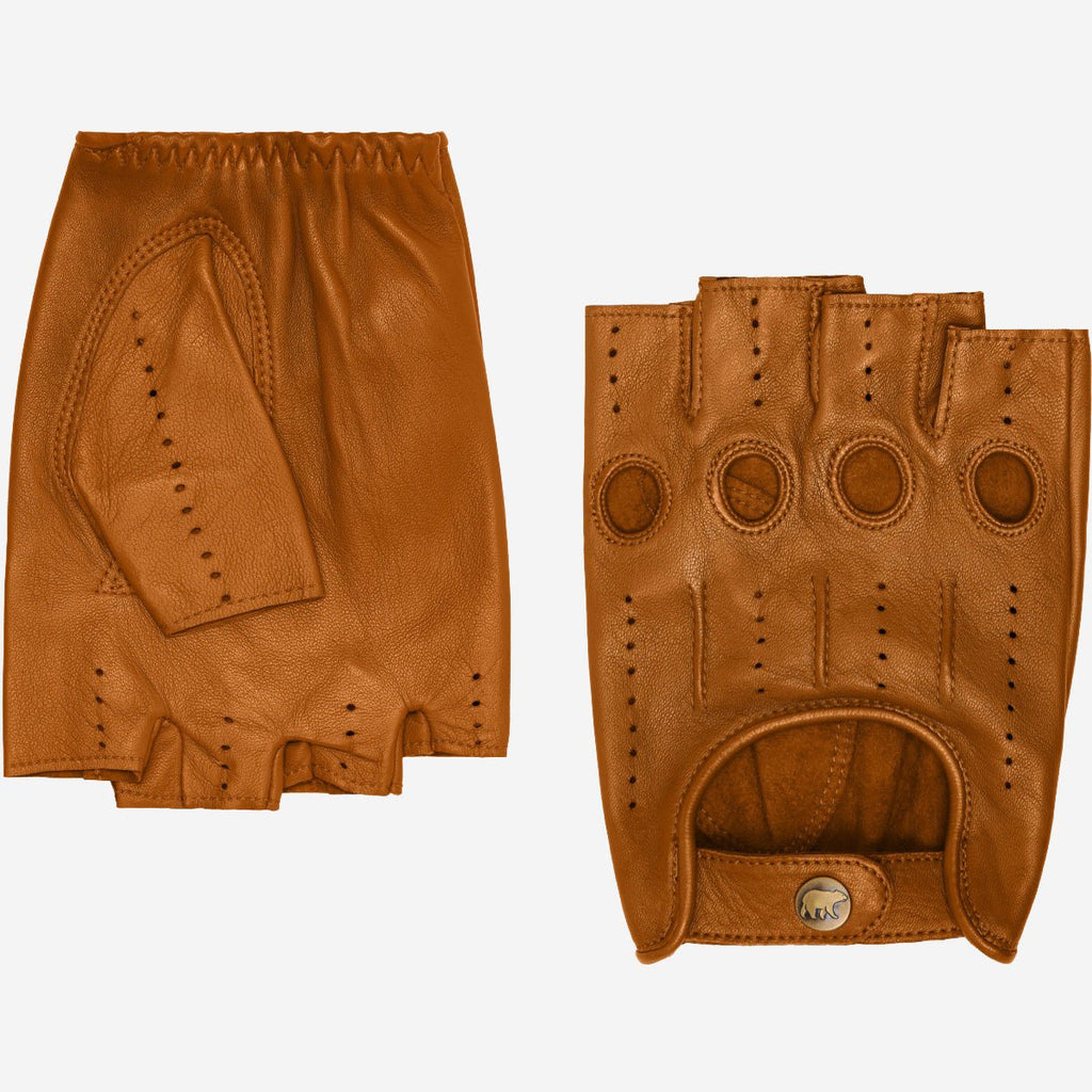 Giuseppe (cognac) - Italian lambskin fingerless leather driving gloves winter gloves La Vie Bien Giuseppe (cognac) - Italian lambskin fingerless leather driving gloves