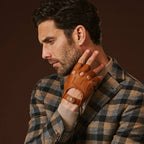 Giuseppe (cognac) - Italian lambskin fingerless leather driving gloves winter gloves La Vie Bien Giuseppe (cognac) - Italian lambskin fingerless leather driving gloves