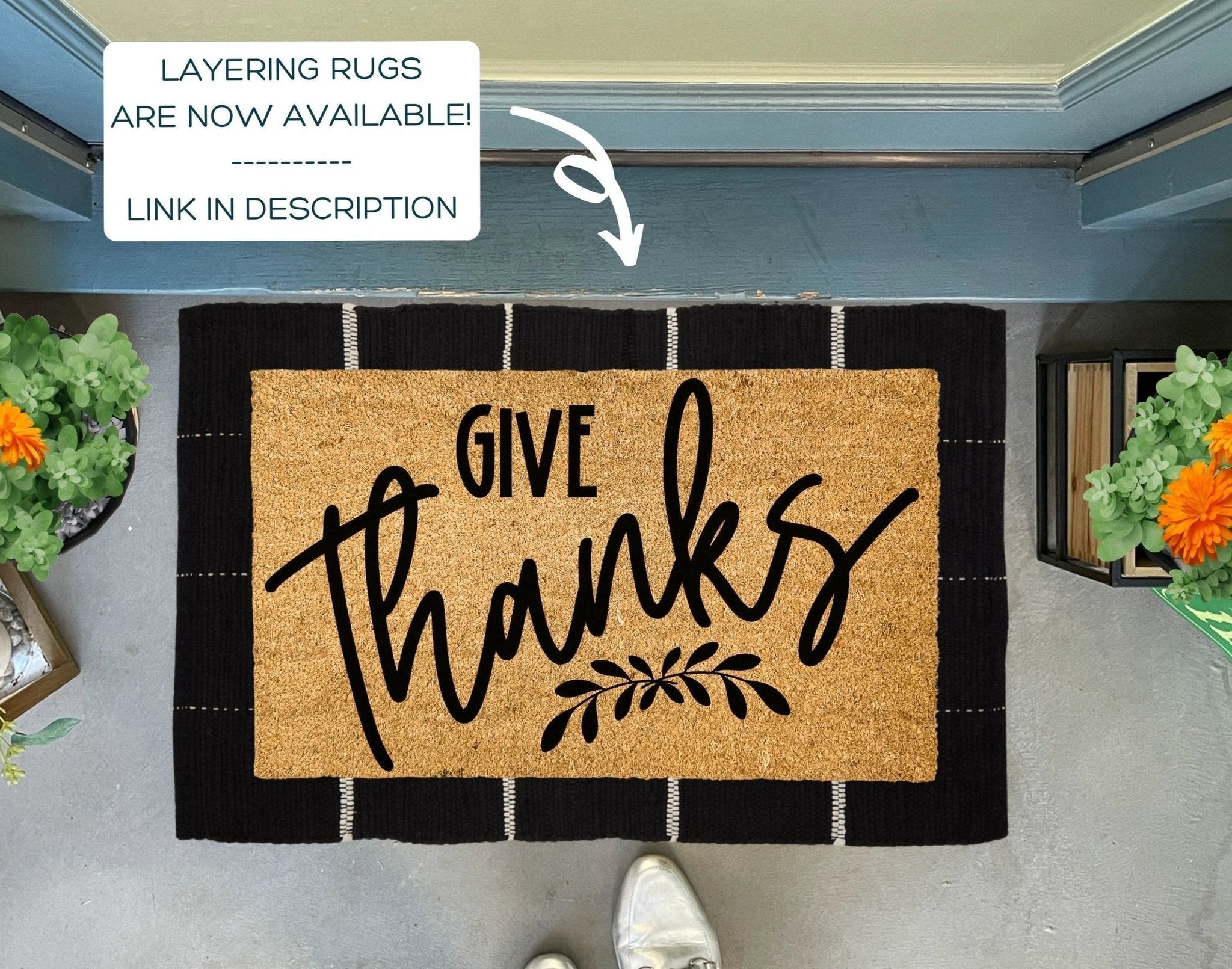 Give Thanks Fall Coir Doormat by Nickel Designs Custom Doormats