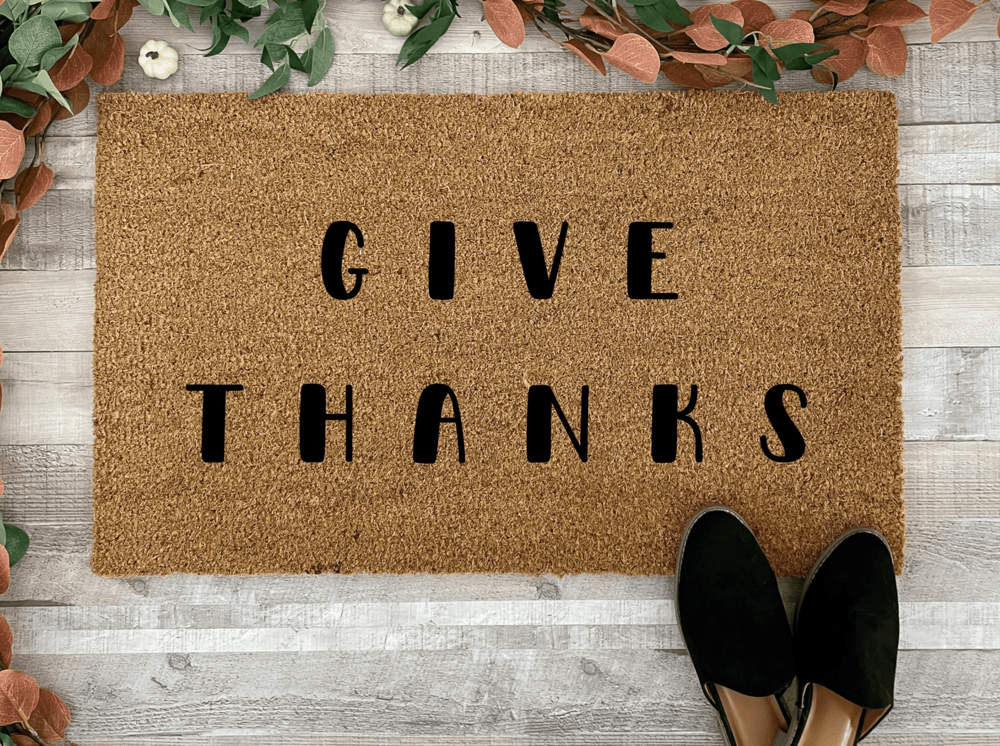 Give Thanks Fall Doormat by Nickel Designs Custom Doormats